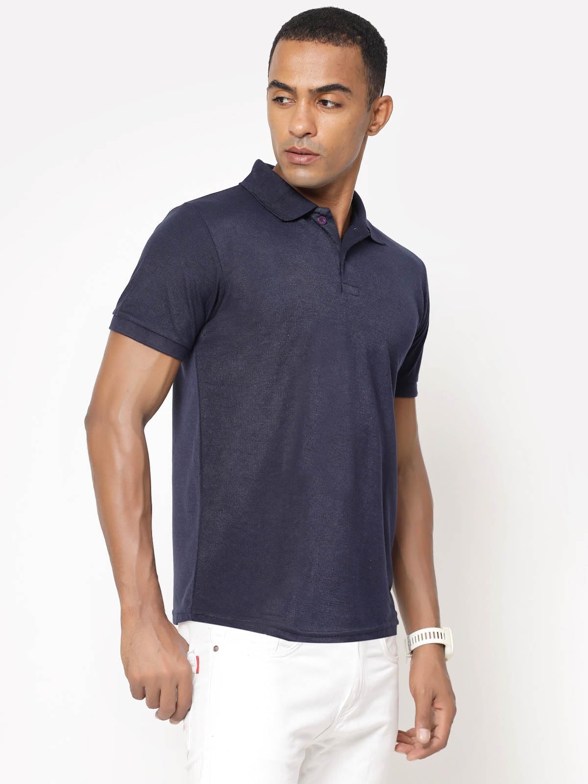 Fundoo Men's Polyester Polo T-Shirt – Navy Blue