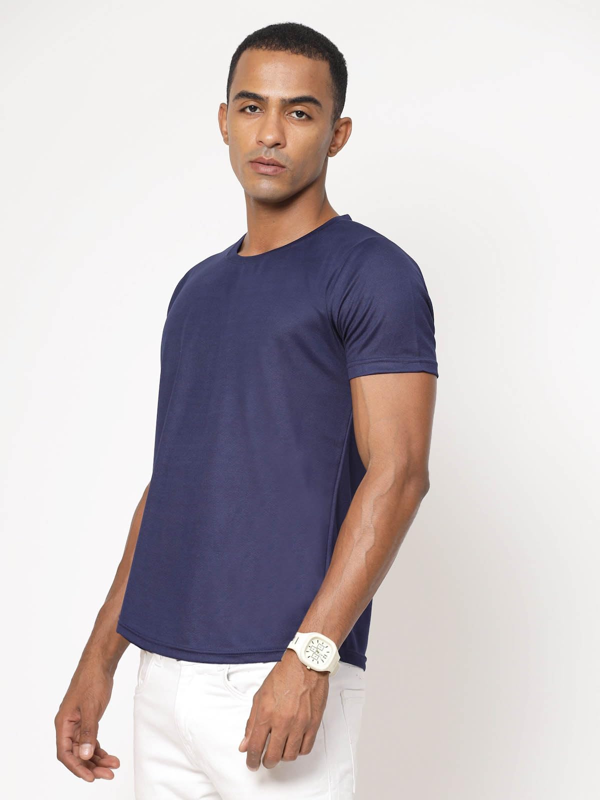Fundoo Men's Spun Polyester T-Shirt – Navy Blue | Casual Wear