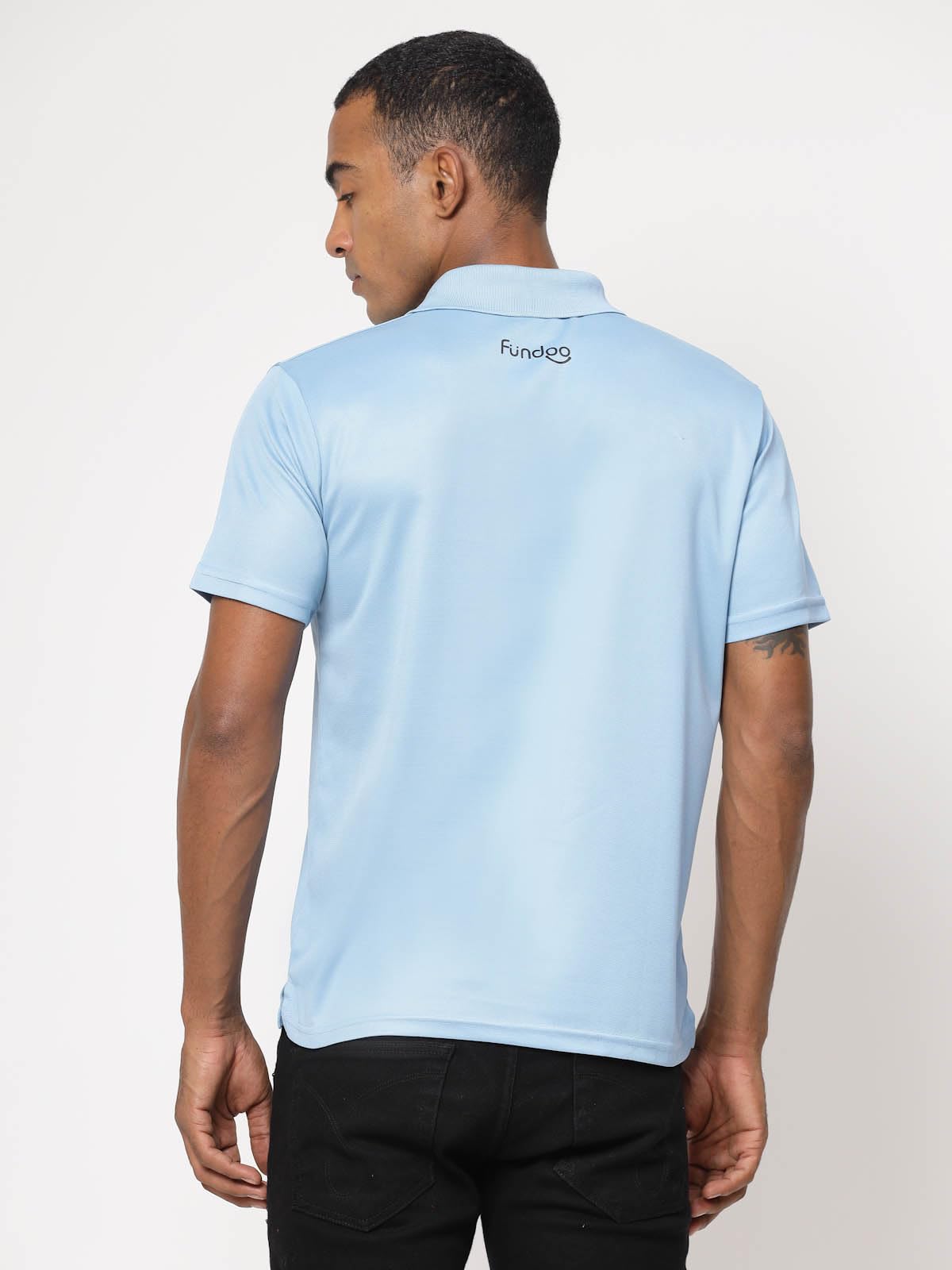 Fundoo Men's Polyester Polo T-Shirt –Sky Blue