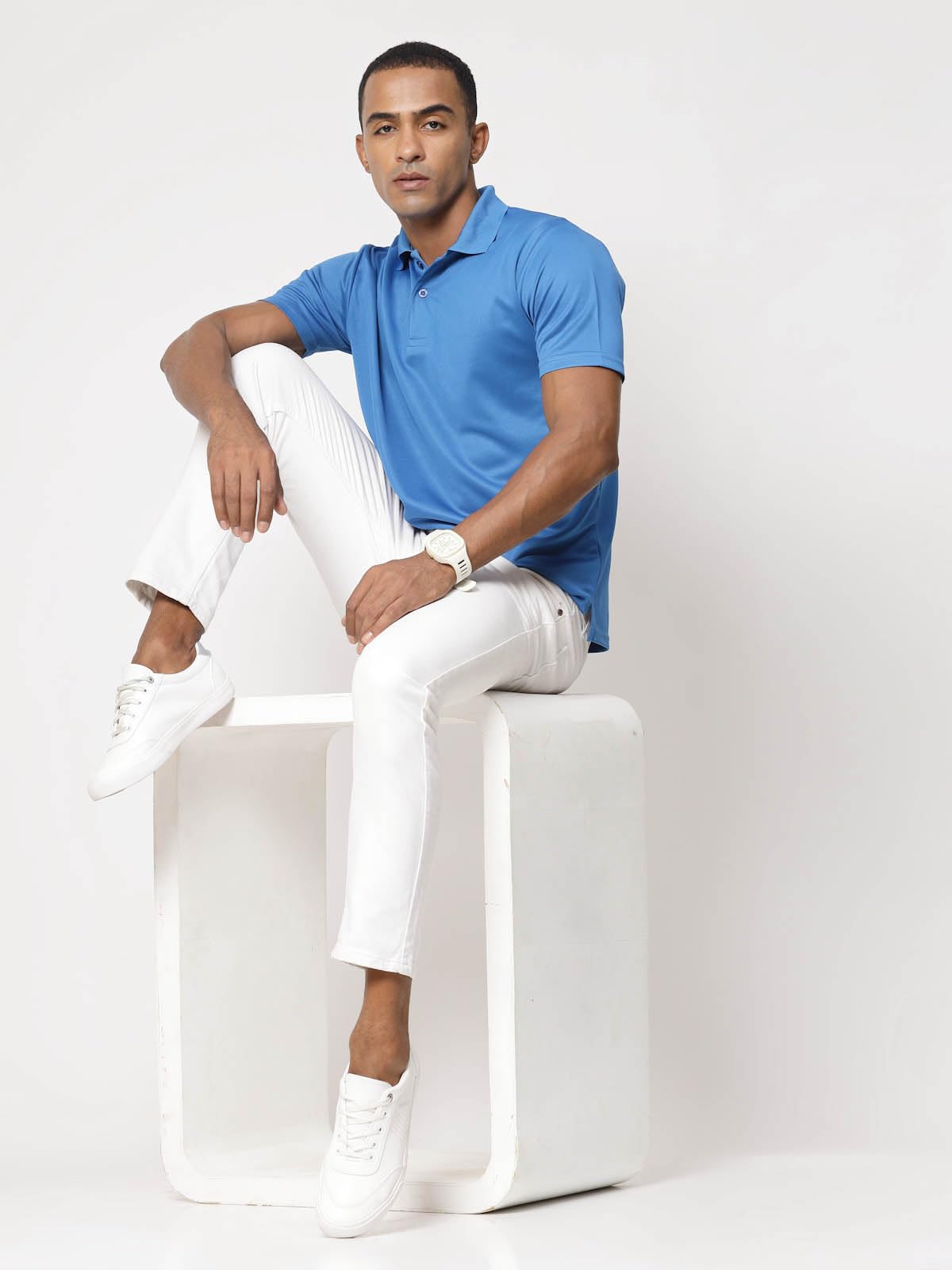 Fundoo Men's Dot Knit Polo T-Shirt – Blue Casual Wear