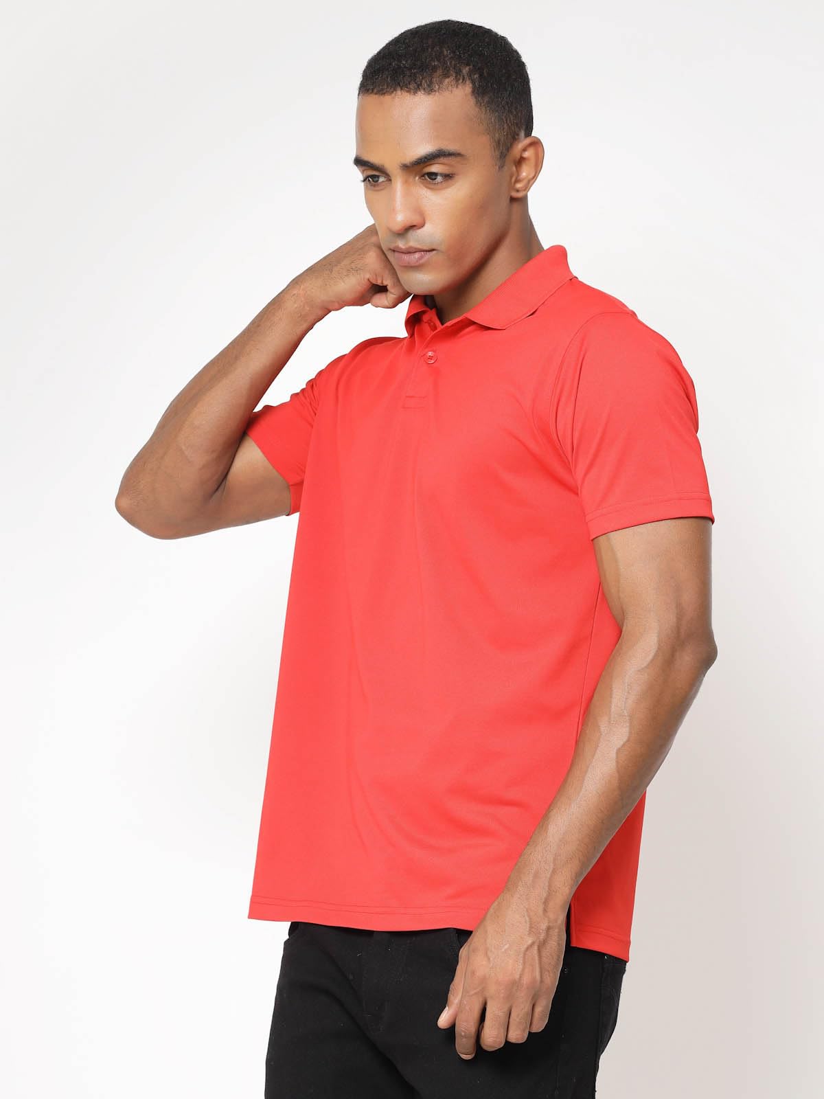 Fundoo Men's Polyester Polo T-Shirt –Red