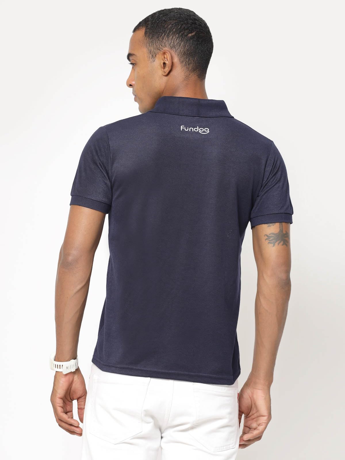 Fundoo Men's Polyester Polo T-Shirt – Navy Blue
