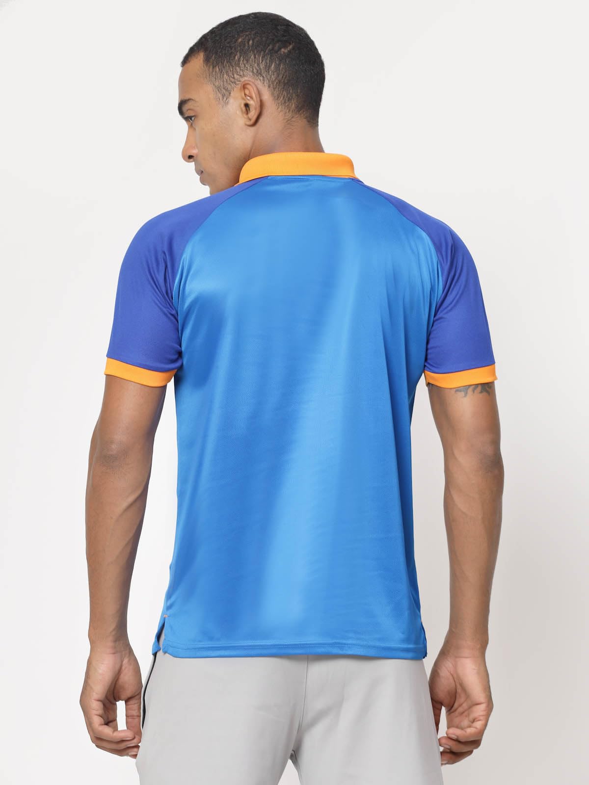 Fundoo Men's Polyester Cricket Style Polo T-Shirt – Sky Blue & Royal Blue