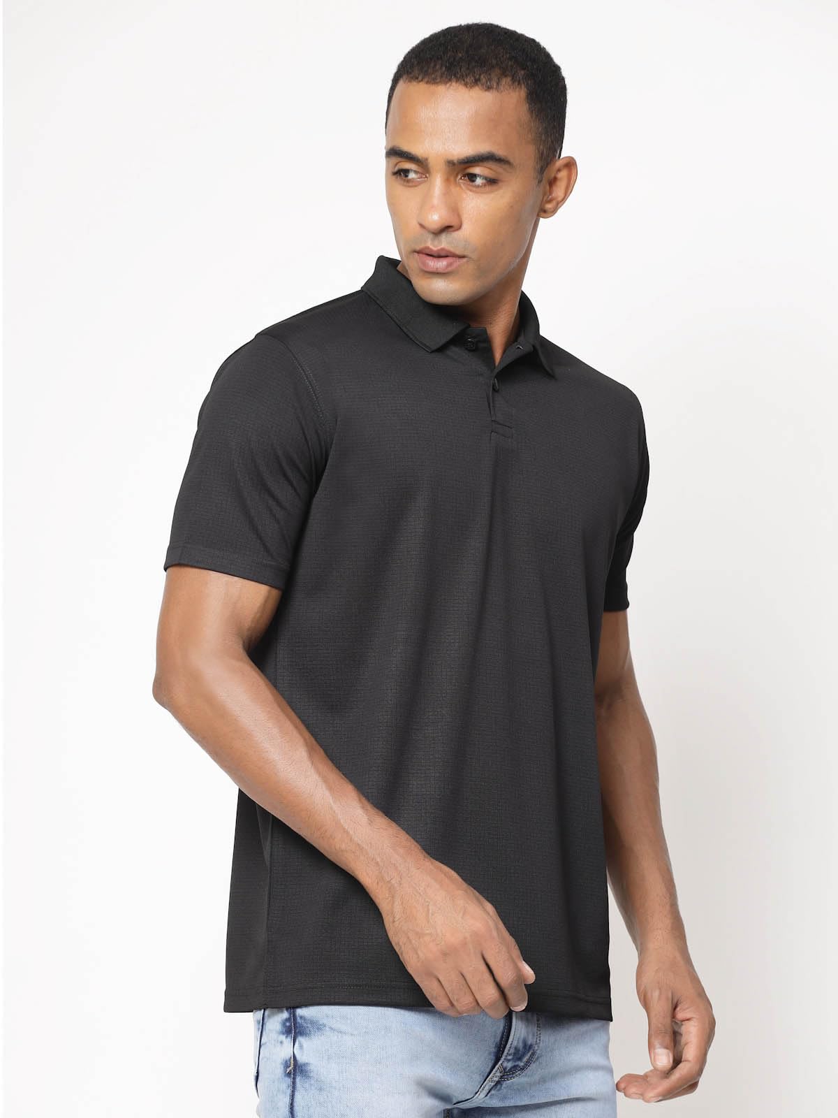 Fundoo Men's Lycra Polyester Polo T-Shirt – Black