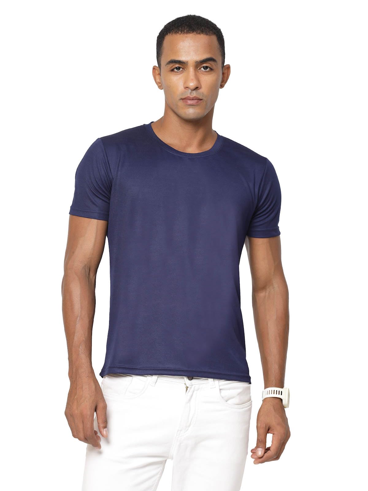 Fundoo Men's Spun Polyester T-Shirt – Navy Blue | Casual Wear