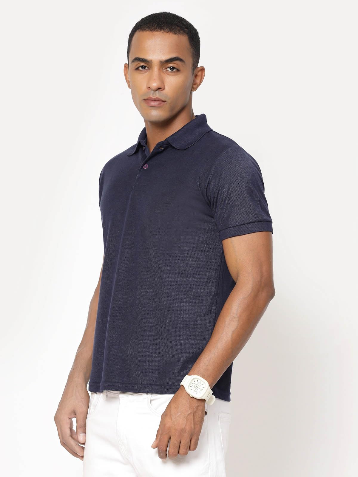 Fundoo Men's Polyester Polo T-Shirt – Navy Blue
