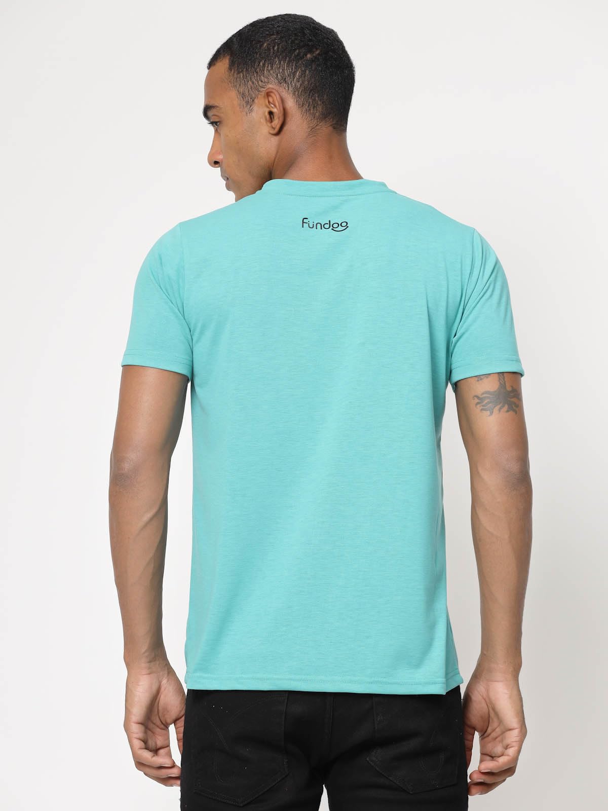 Fundoo Men's Spun Polyester T-Shirt – Aqua Blue | Casual Wear