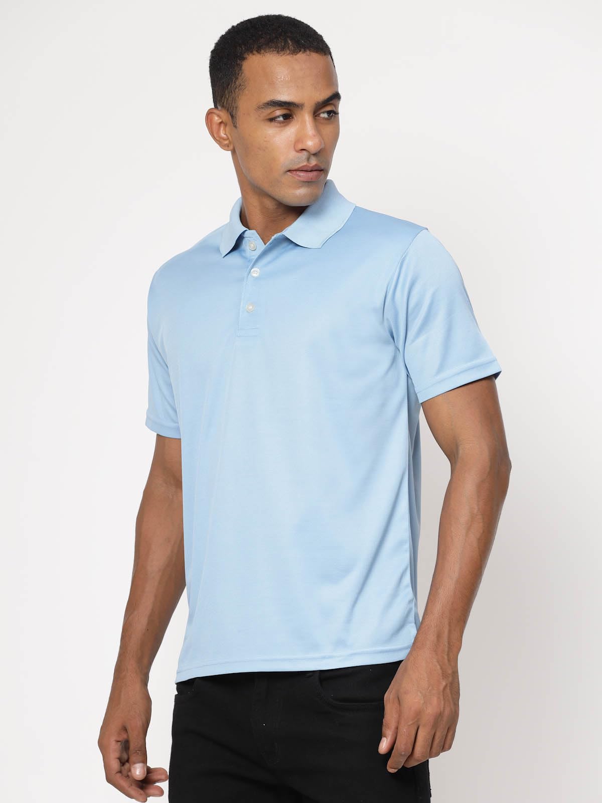 Fundoo Men's Polyester Polo T-Shirt –Sky Blue