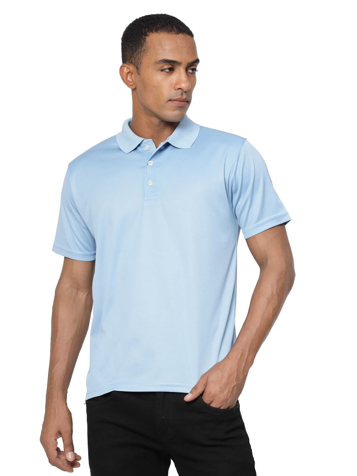 Fundoo Men's Polyester Polo T-Shirt –Sky Blue