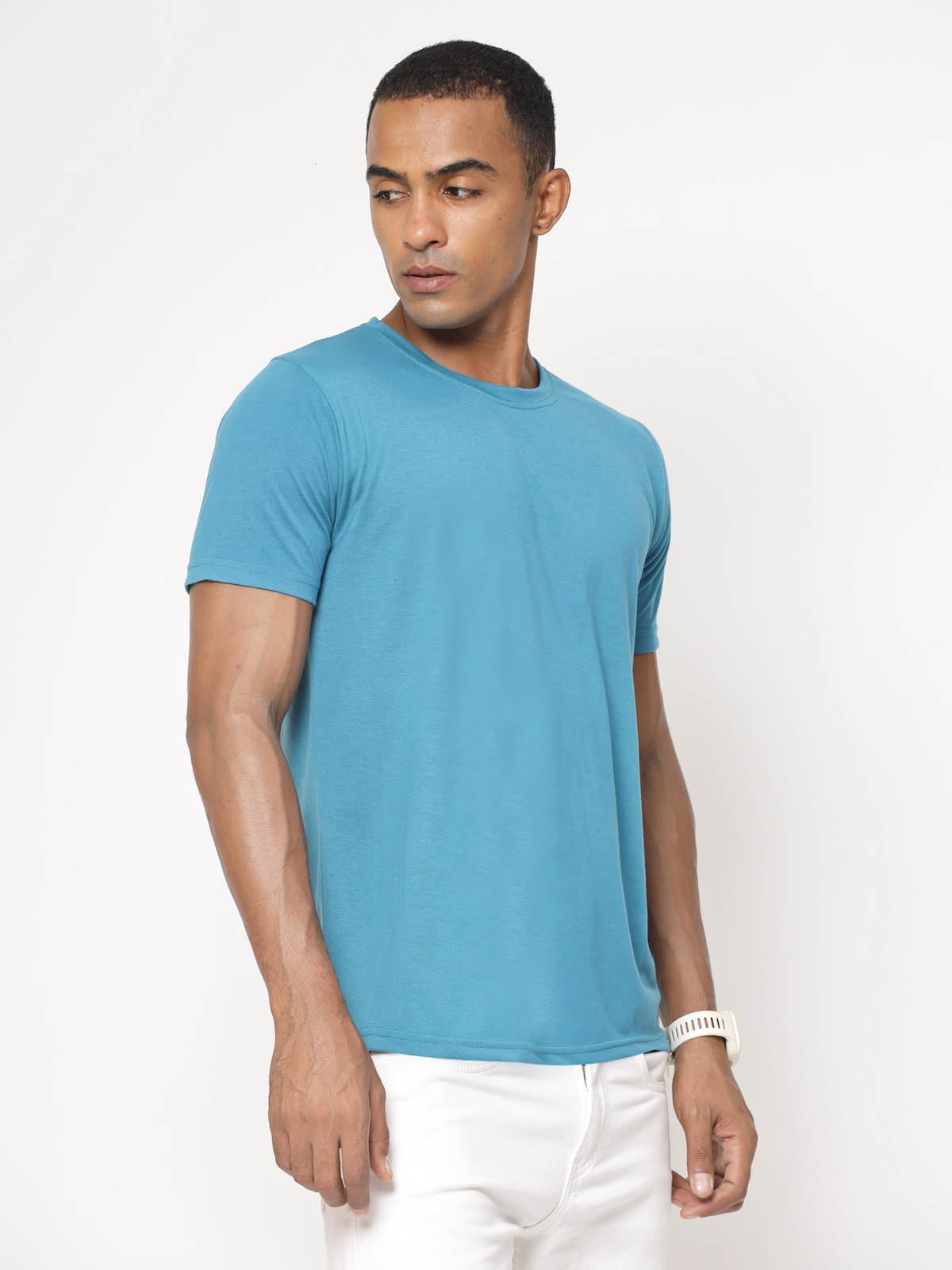 Fundoo Men's Spun Polyester T-Shirt – Sky Blue | Casual Wear
