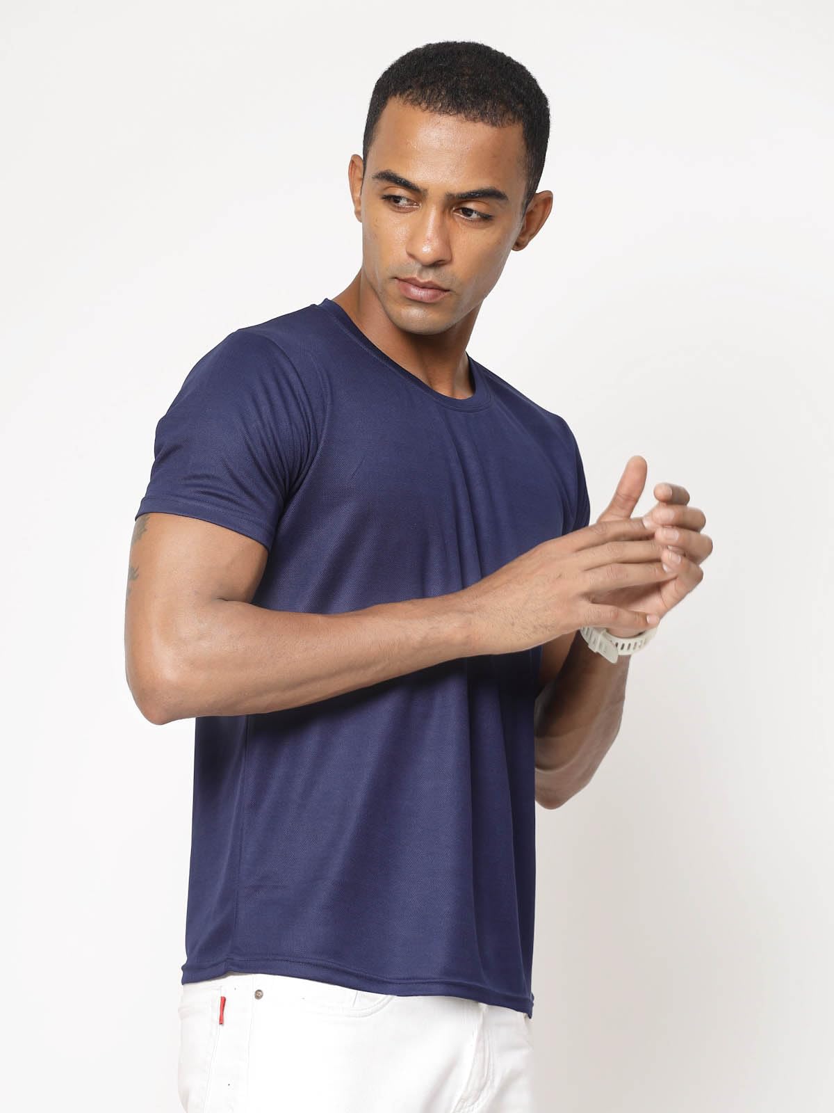 Fundoo Men's Spun Polyester T-Shirt – Navy Blue | Casual Wear
