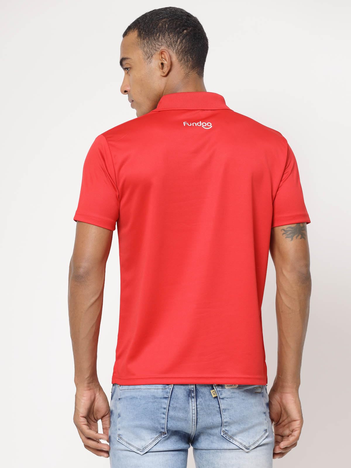 Fundoo Men's Lycra Polyester Polo T-Shirt – Red