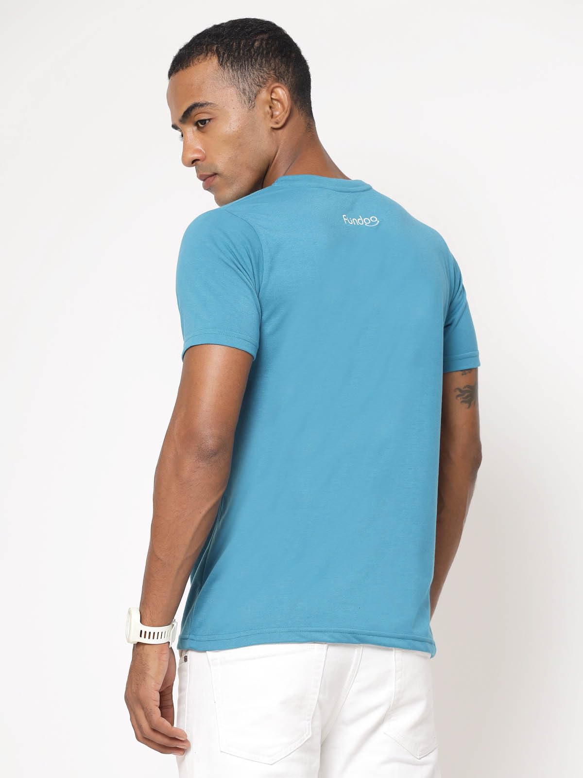 Fundoo Men's Spun Polyester T-Shirt – Sky Blue | Casual Wear