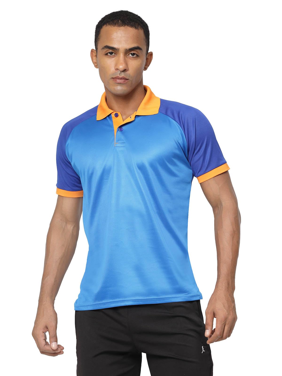 Fundoo Men's Raglan Polo T-Shirt – Sky Blue & Royal Blue Casual Wear