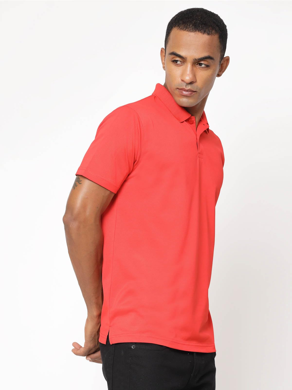 Fundoo Men's Polyester Polo T-Shirt –Red