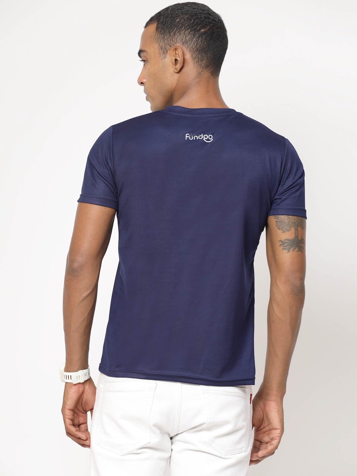 Fundoo Men's Spun Polyester T-Shirt – Navy Blue | Casual Wear