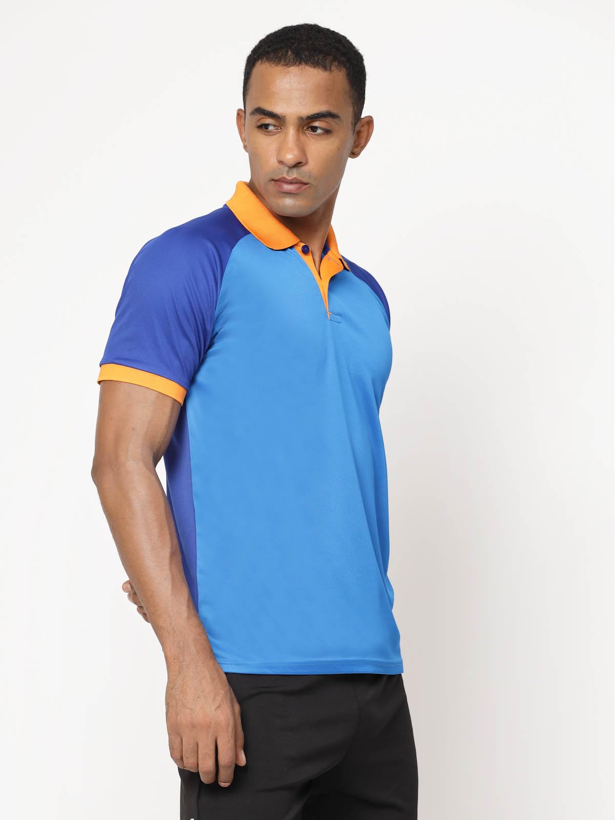 Fundoo Men's Raglan Polo T-Shirt – Sky Blue & Royal Blue Casual Wear