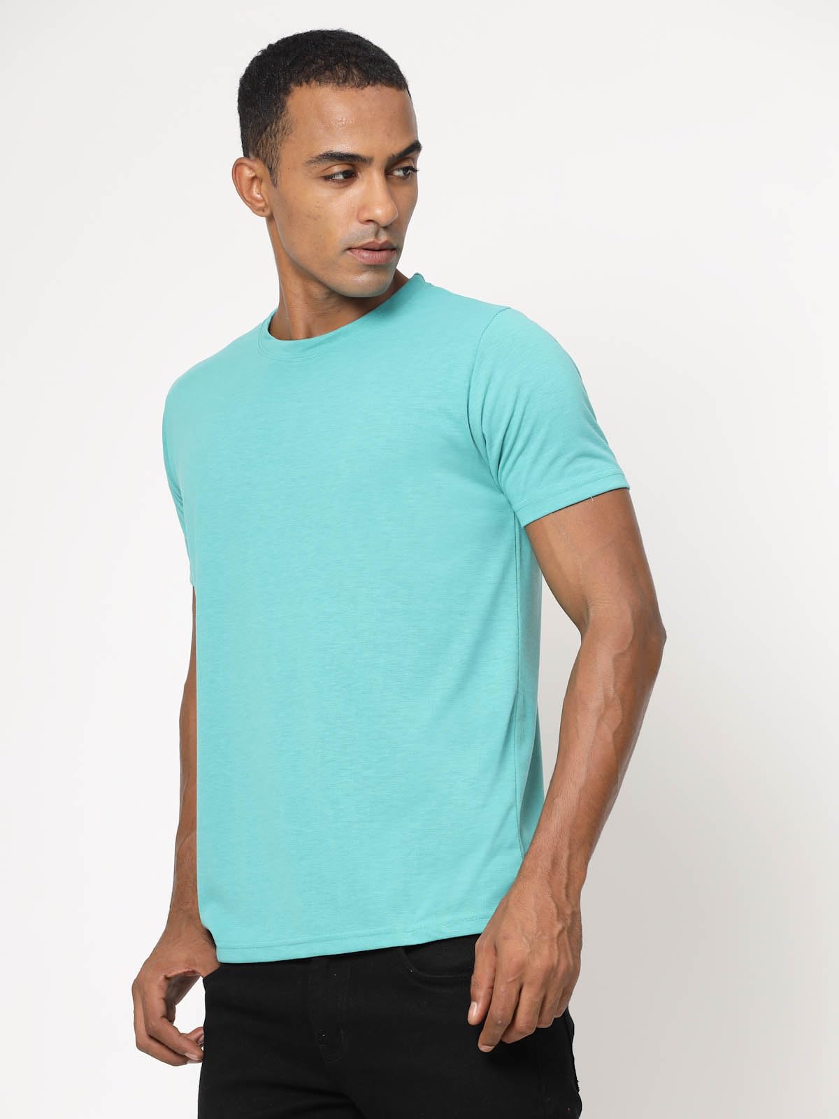 Fundoo Men's Spun Polyester T-Shirt – Aqua Blue | Casual Wear