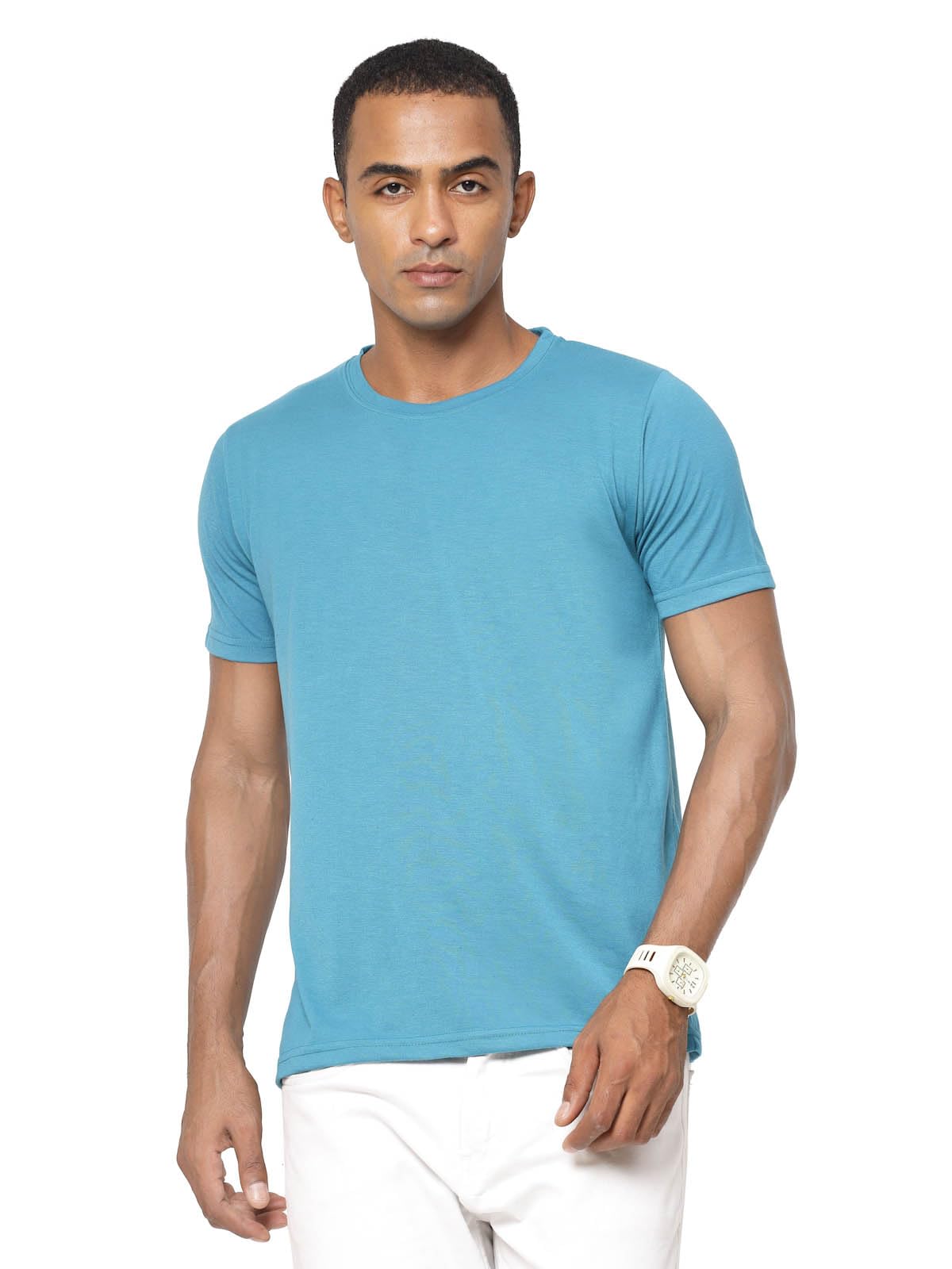 Fundoo Men's Spun Polyester T-Shirt – Sky Blue | Casual Wear