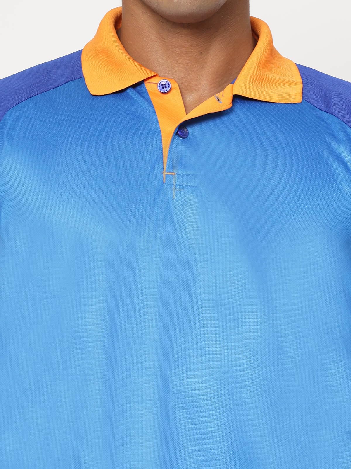 Fundoo Men's Raglan Polo T-Shirt – Sky Blue & Royal Blue Casual Wear
