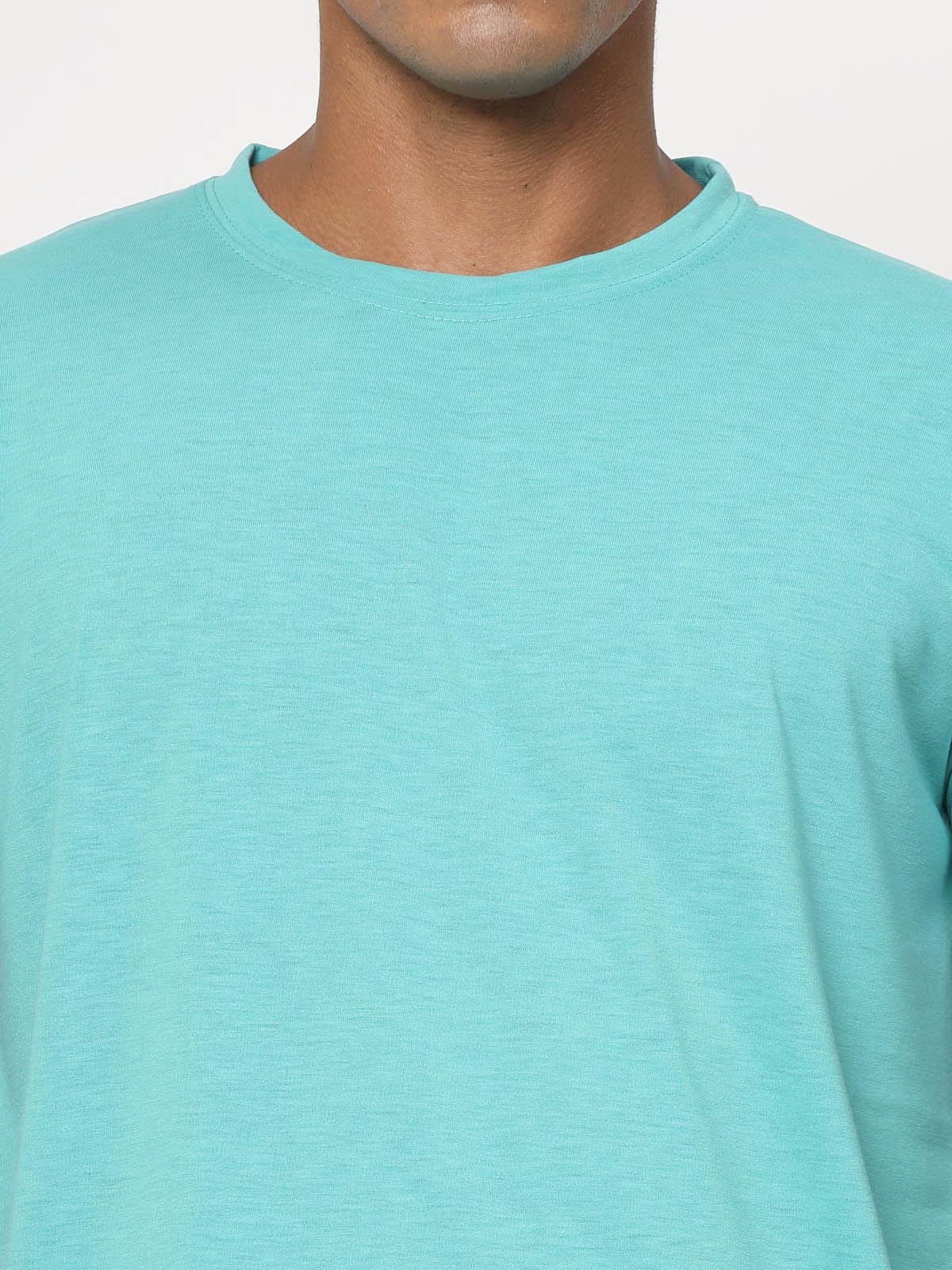 Fundoo Men's Spun Polyester T-Shirt – Aqua Blue | Casual Wear