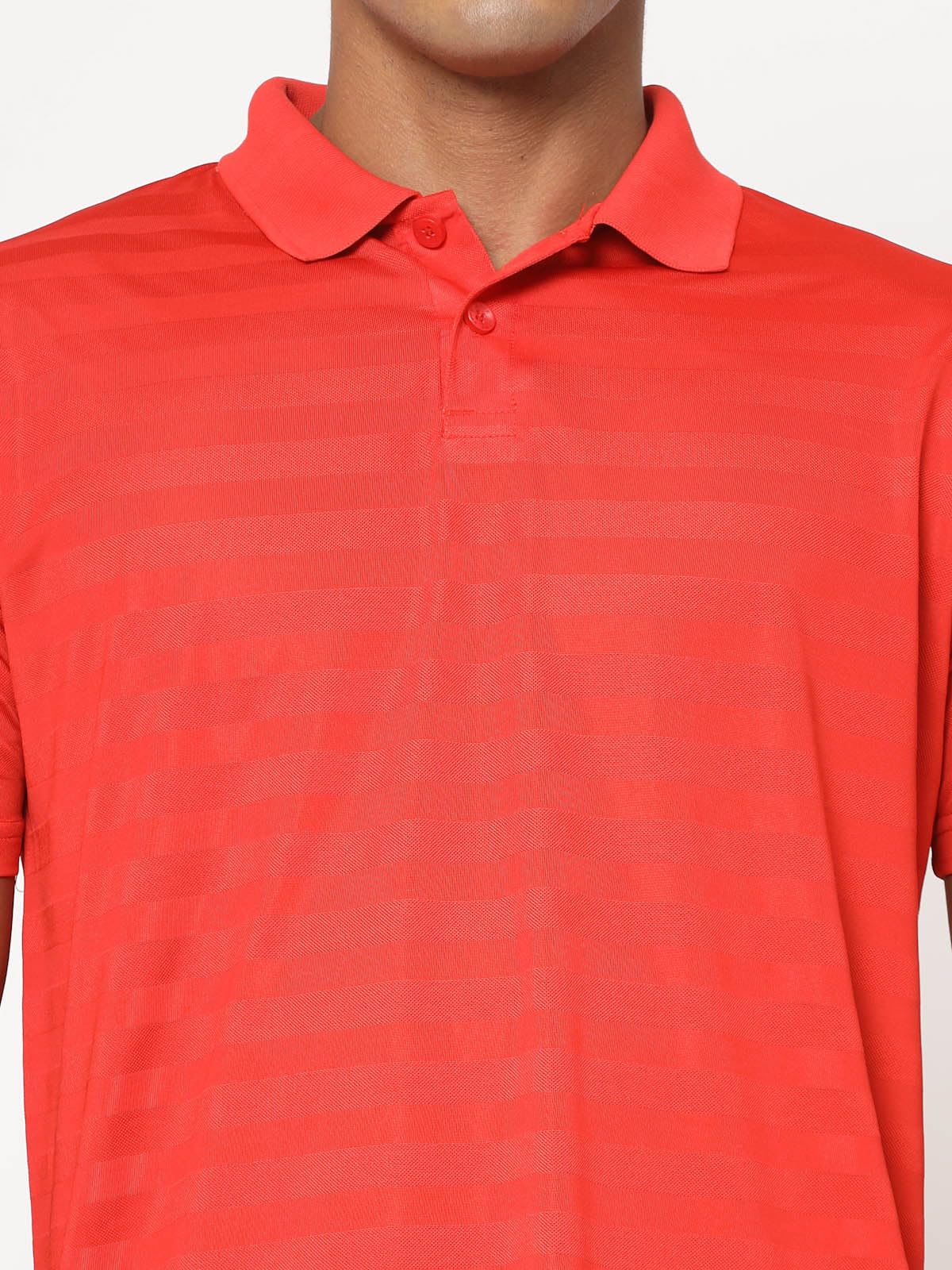 Fundoo Men's Polyester Tonal Stripe Polo T-Shirt – Red