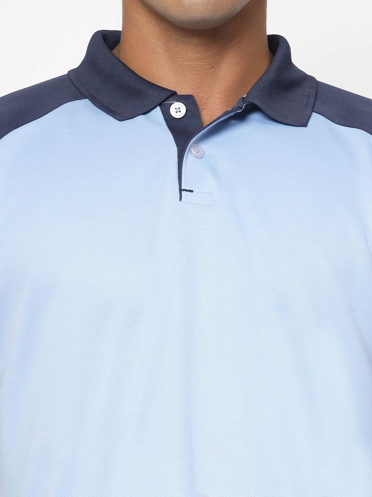 Fundoo Men's Polyester Raglan Polo T-Shirt – Sky Blue & Navy Blue