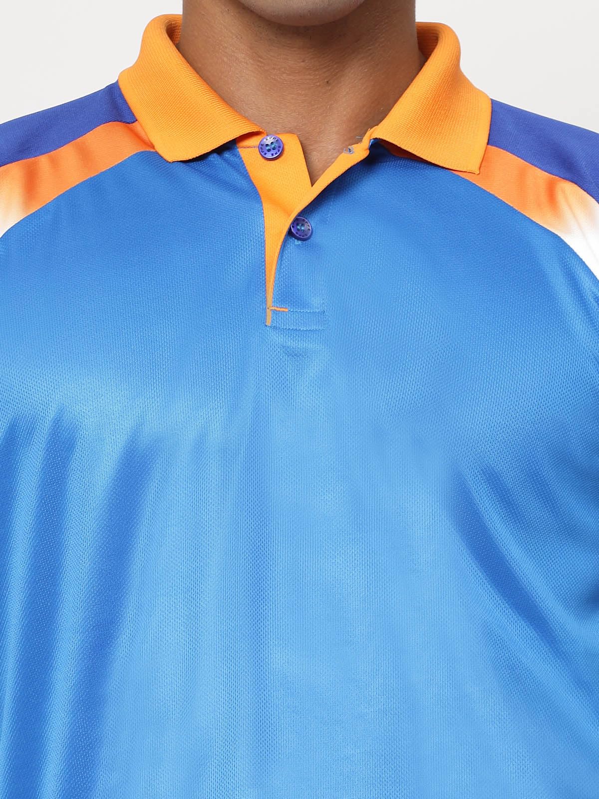 Fundoo Men's Polyester Cricket Style Polo T-Shirt – Sky Blue & Royal Blue