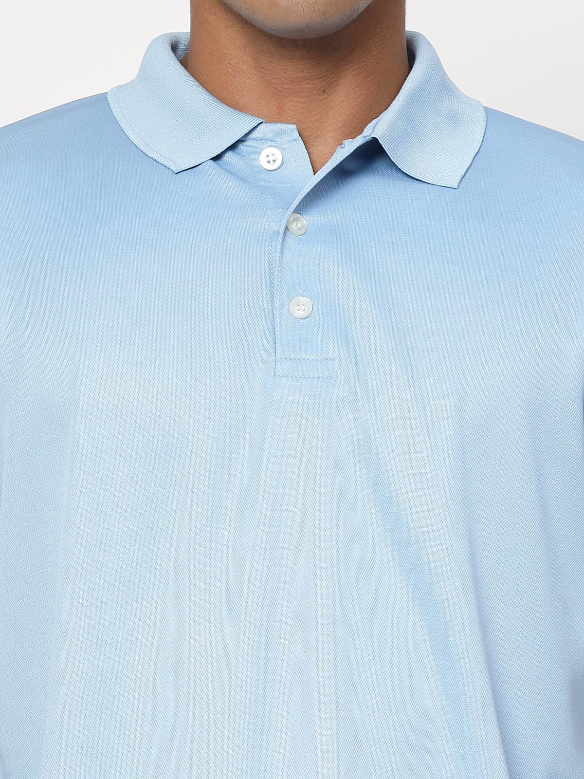 Fundoo Men's Polyester Polo T-Shirt –Sky Blue